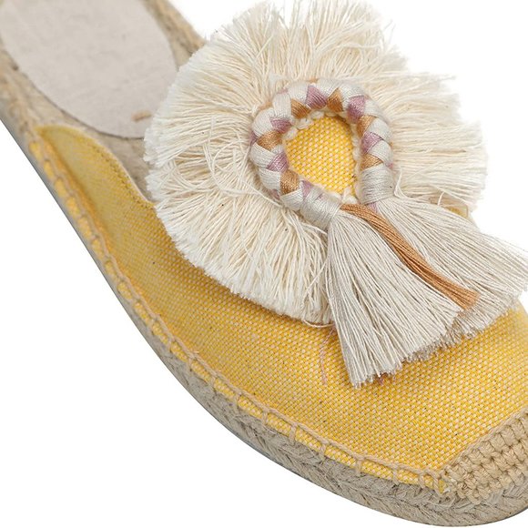 Women's Spring Summer Tassel & Fluffy Ball Canvas - Picture 2 of 5